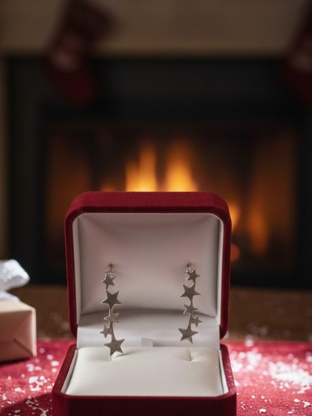 Sterling Silver Star Drop Earrings - Silver